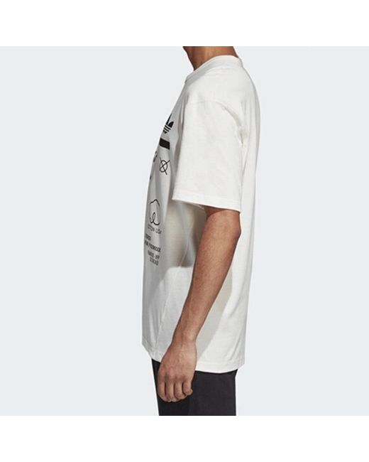 Adidas White Originals Alphabet Printing Round Neck Short Sleeve for men