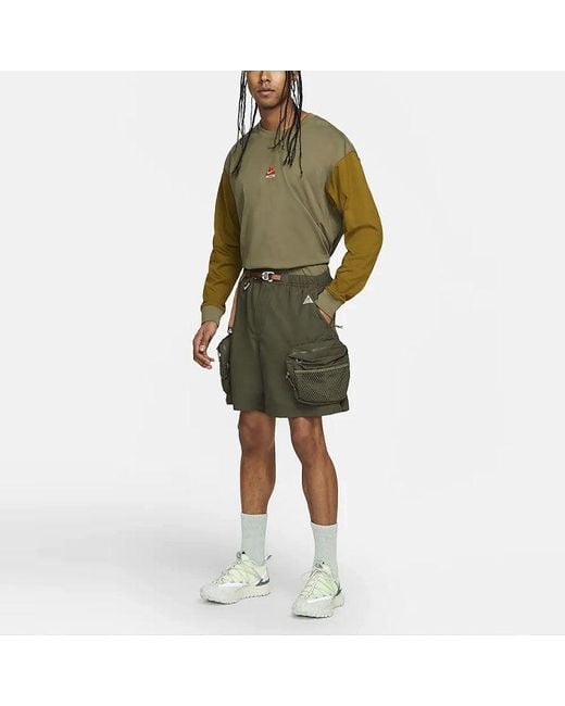 Nike Green Acg Multiple Pockets Outdoor Cargo Loose Casual Straight Shorts for men
