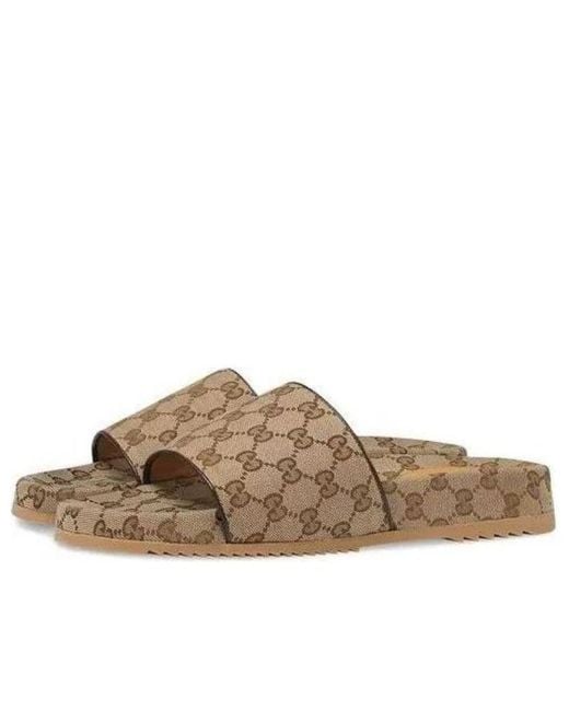 Gucci Brown Gg Canvas Slide Sandal ' Monogram' for men