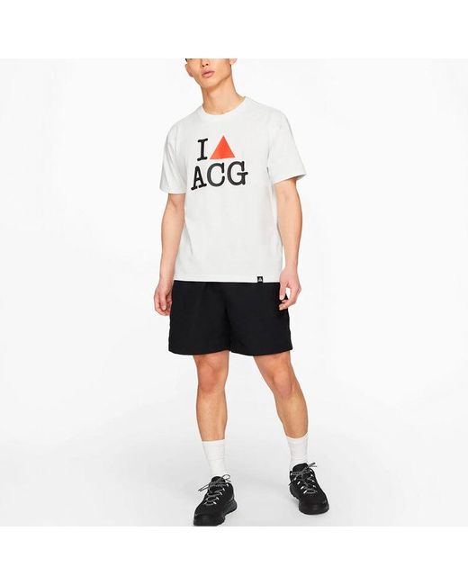 Nike White Acg Alphabet Pattern Printing Sports Short Sleeve for men