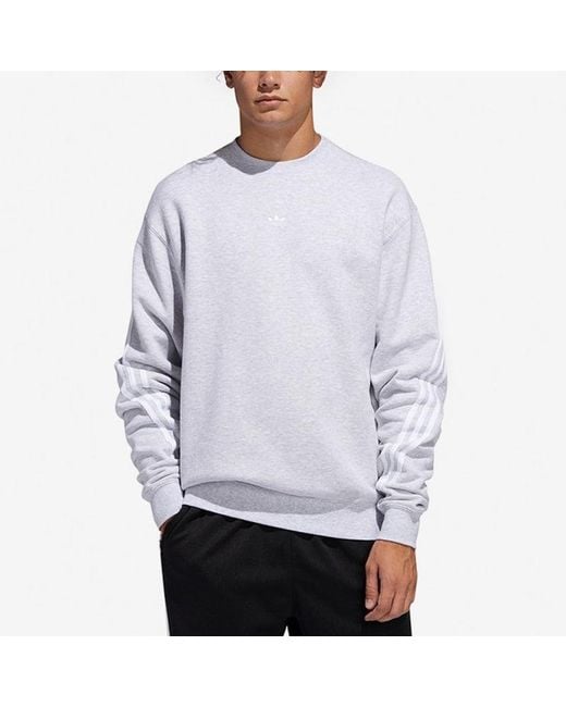 Adidas White Originals Side Stripe Loose Round Neck Pullover for men
