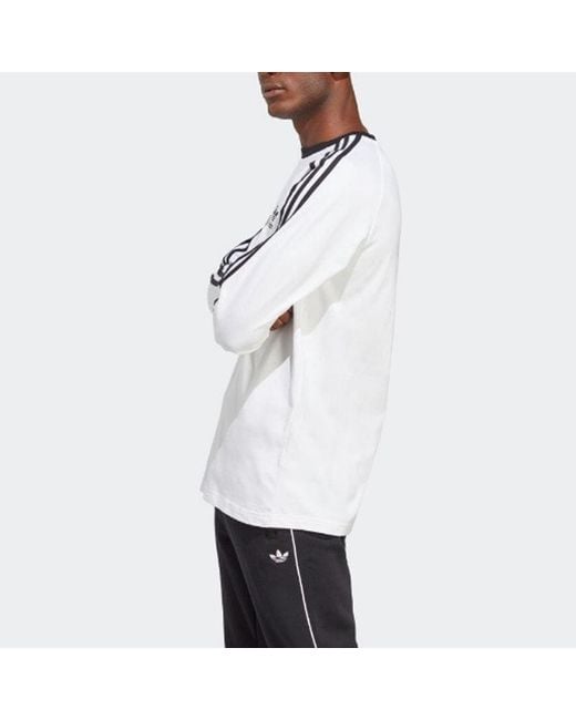 Adidas Originals White 3-stripes Long Sleeve Tee for men
