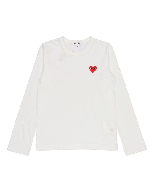 COMME DES GARÇONS PLAY White (Wmns) Small Logo Long Sleeves Tee