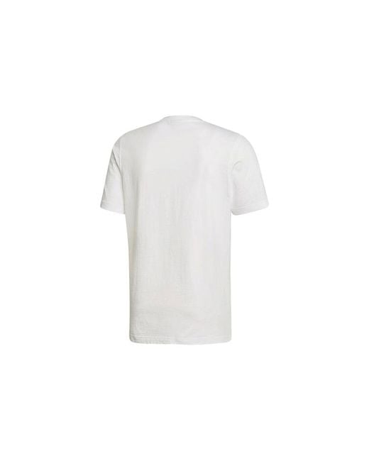 Adidas White Originals Trefoil Alphabet Logo Printing Round Neck Short Sleeve for men