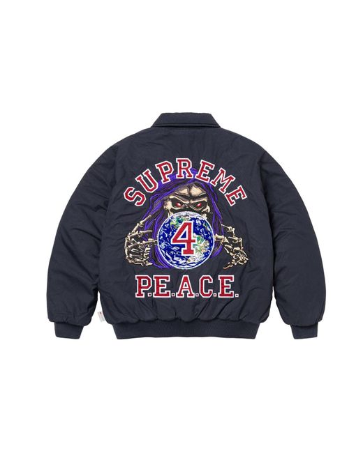 Supreme Blue Fw23 Fw23 Week11 Peace Embroiderd Work Jacket for men