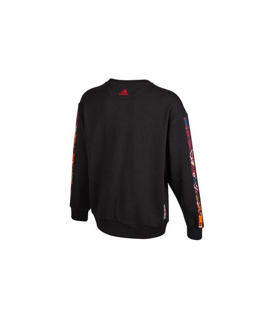 Adidas Black Mic Rose Crew Limited Printing Basketball Sports Round Neck Pullover for men