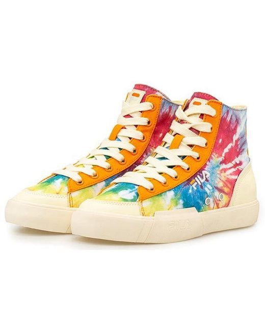 Fila Blue (Wmns) Fila Block High High-Canvas Shoes Colorful