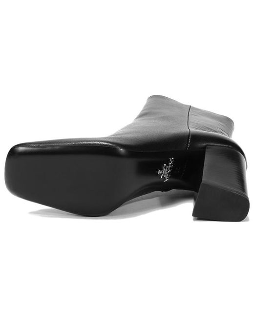 Prada Black (Wmns) Leather Square Toe Ankle Pumps