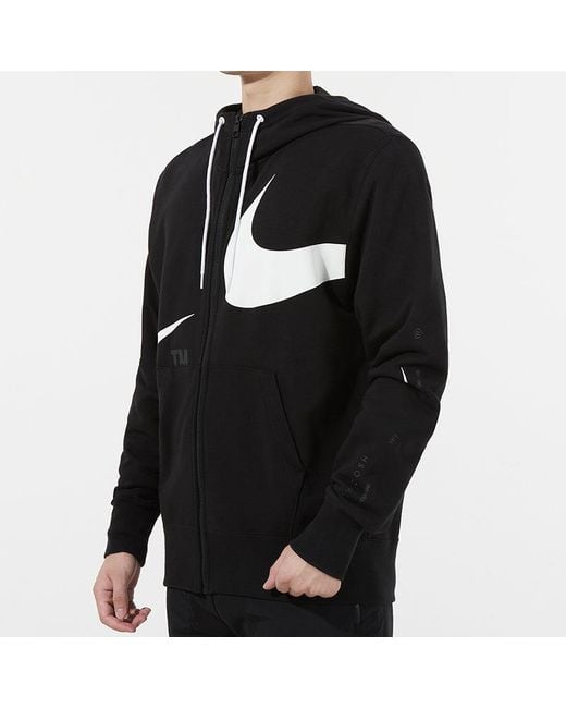 Nike Black Large Logo Printing Loose Hooded Jacket Autumn for men