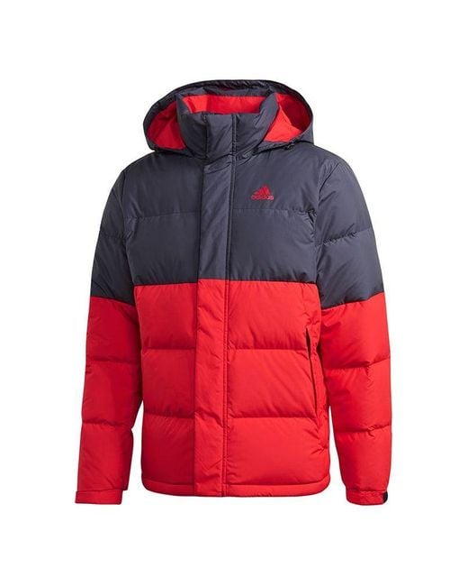 Adidas Red C/ Outdoor Colorblock Sports Hooded Down Jacket for men