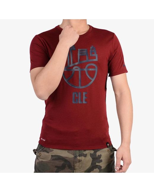 Nike Red As Cle Nk Dry Tee Exp Ctyscp Casual Sport Cleveland Cacaliers Short Sleeve S for men