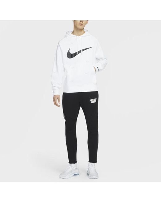 Nike White Athleisure Casual Sports Hooded Fleece Lined for men