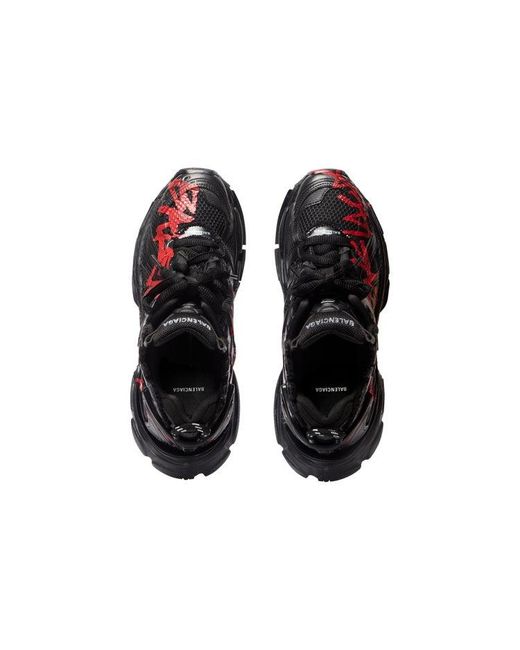 Balenciaga Red Runner Graffiti Sneakers And Mesh And Nylon' for men