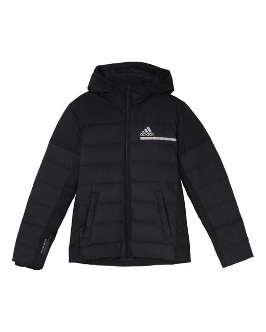 Adidas Blue Outdoor Sports Slim Fit Hooded Down Jacket for men