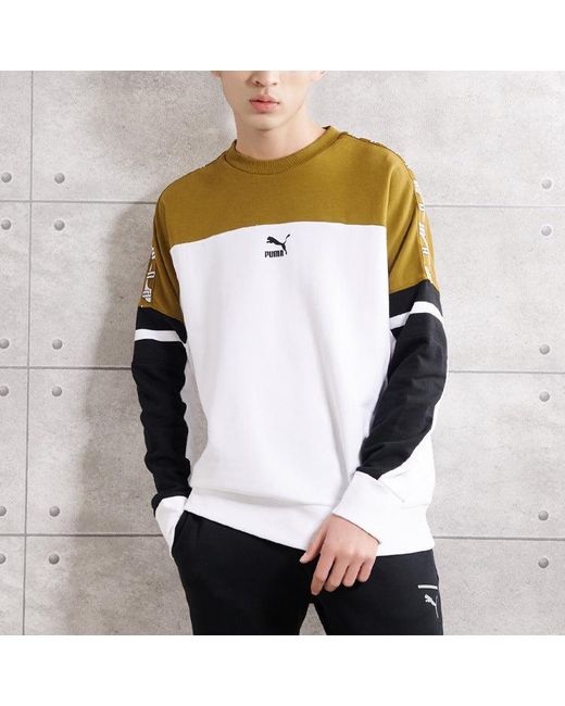 PUMA White Logo Printing Colorblock Round Neck for men