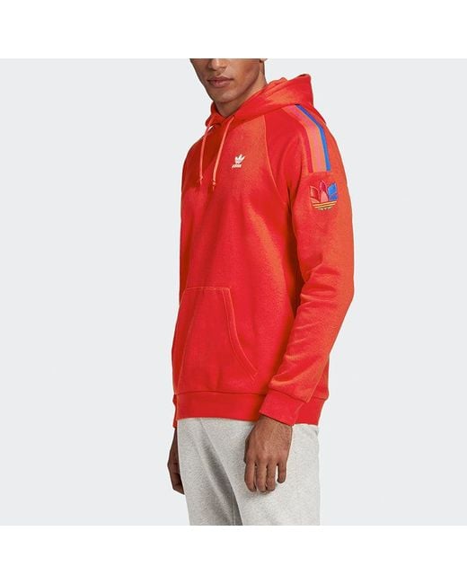 Adidas Red Originals 3Dtf 3 Stp Hood Logo Printing Raglan Sleeve Hooded Sports Fluorescence for men