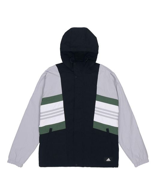 Adidas Blue Ub Jkt Cb Fleece Lined Stay Warm Sports Woven Hooded Jacket for men
