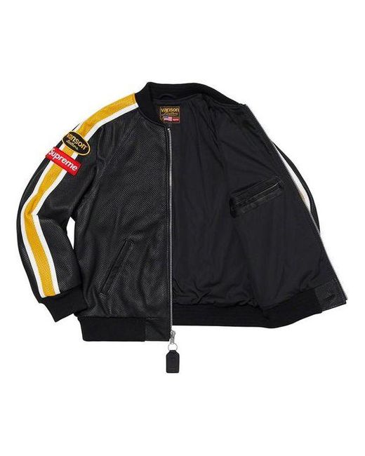 Supreme Black X Vanson Leathers Perforated Bomber Jacket for men