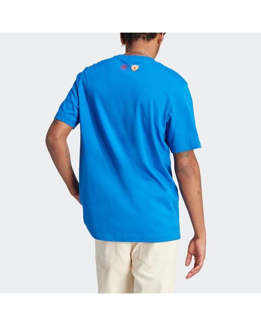 Adidas Blue Originals Manchester United Og Trefoil T-Shirt for men