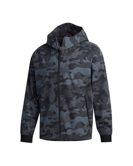 Adidas Blue Camouflage Printing Sports Jacket for men