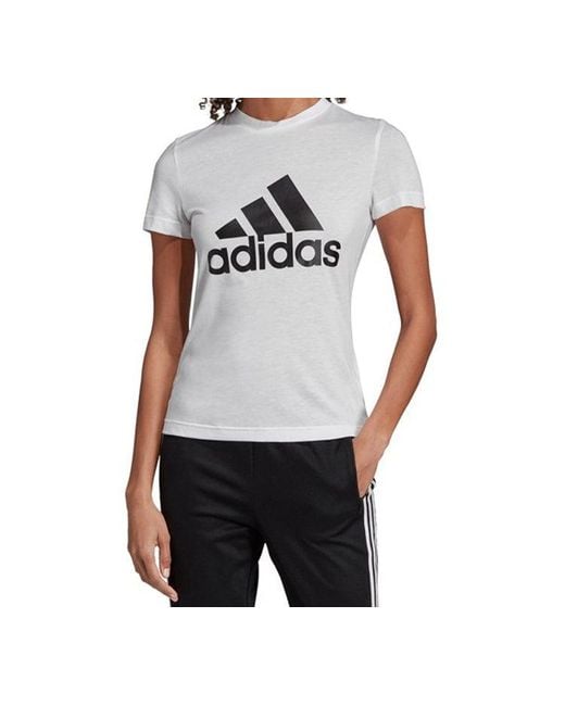 Adidas White (Wmns) Logo Alphabet Printing Sports Short Sleeve