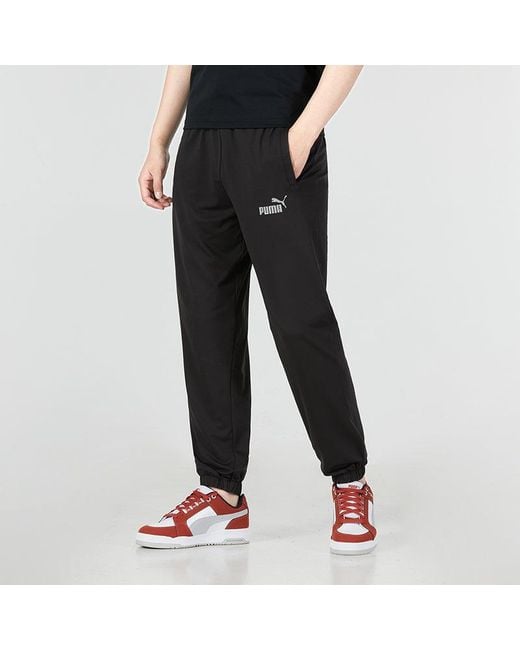 PUMA Black Logo Straight Fit Trackpants for men