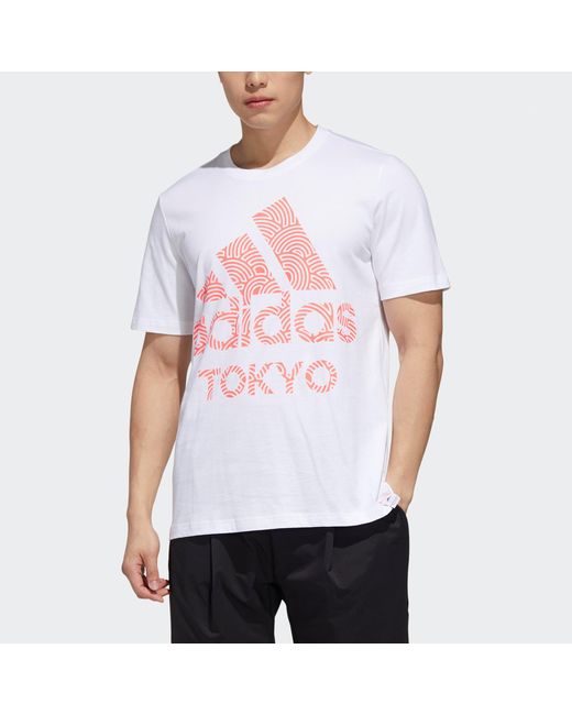 Adidas White Tokyo Pack Short Sleeve Tee Signal' for men