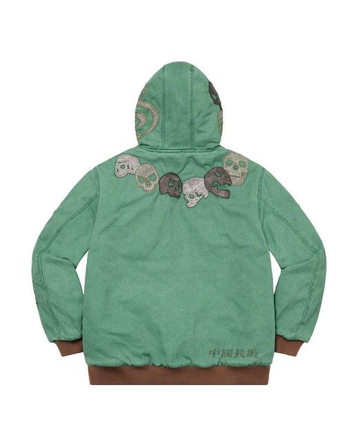 Supreme Green X The Great China Wall Hooded Work Jacket for men