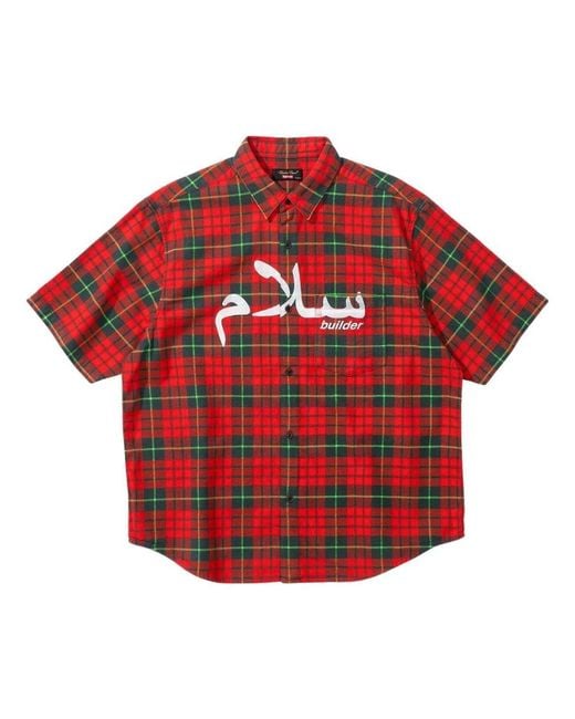 Supreme Red Ss23 Week6 Arabic Logo Flannel Shirt for men