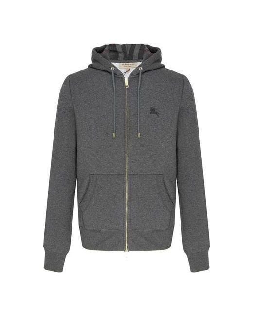 Burberry Logo Embroidery Cotton Zipper Jacket Coat Male in Gray for Men Lyst