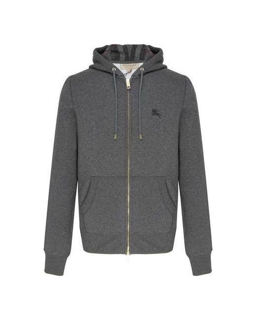 Burberry Gray Logo Embroidery Cotton Zipper Jacket Coat for men