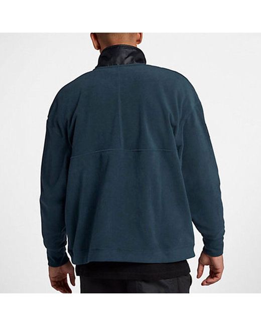 Nike Blue Splicing Polar Fleece Cardigan Stand Collar Pullover for men