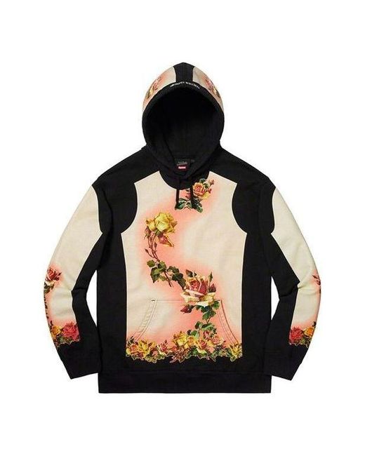 Supreme Black X Jean Paul Gaultier Floral Print Hooded Sweatshirt for men