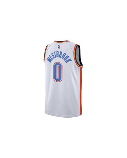Nike Blue Nba Russell Westbrook Oklahoma City Thunder 2020/21 Association Edition Jersey #0 for men