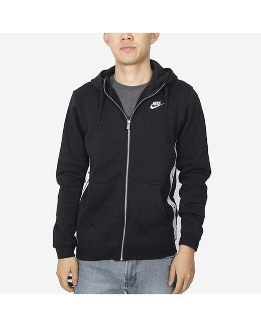 Nike Blue Logo Fleece Stay Warm Casual Sports Hooded Jacket for men