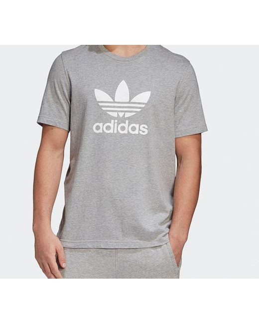 Adidas Gray Originals Chest Logo Sports Short Sleeve for men