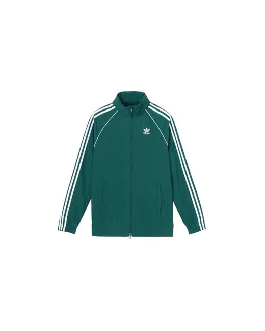 Adidas Green Originals Logo Colorblock Stripe Sports Jacket for men