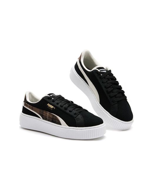 PUMA Black (Wmns) Suede Plat Form Plaid