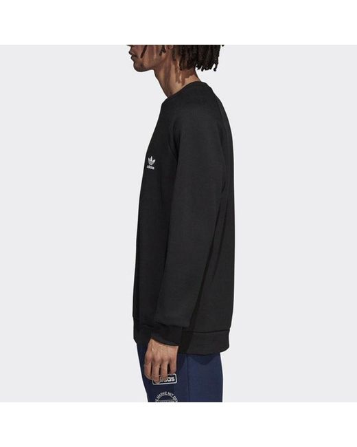 Adidas Black Originals Graphic Crew Logo Printing Casual Sports Round Neck Pullover for men