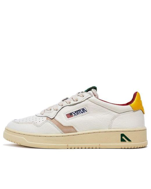 Autry White Medalist Low Leather And Suede Logo for men