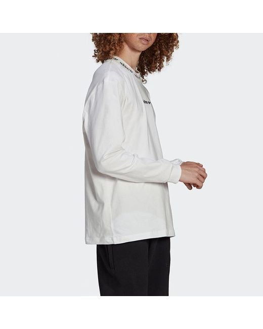 Adidas White Originals Solid Color Collar Long Sleeves for men