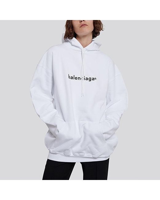 Balenciaga White (Wmns) Logo Printing Hoodie