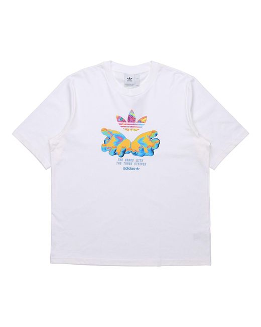 Adidas White Originals Graphic Tee Printing Short Sleeve for men
