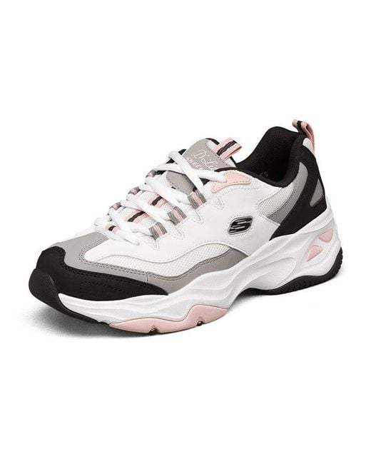 Skechers White (Wmns) D'Lites Low-Dad Shoes