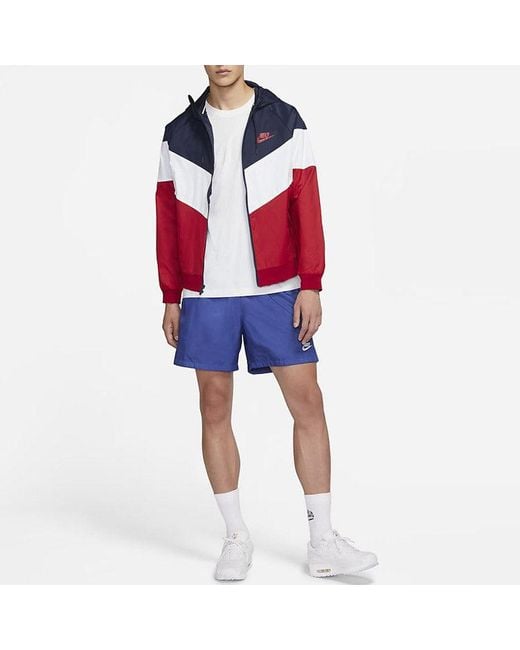 Nike Red Sportswear Windrunner Casual Hooded Track Jacket for men