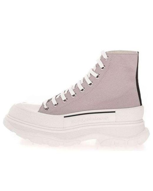 McQueen Gray Canvas Tread Slick High Top Sneakers for men