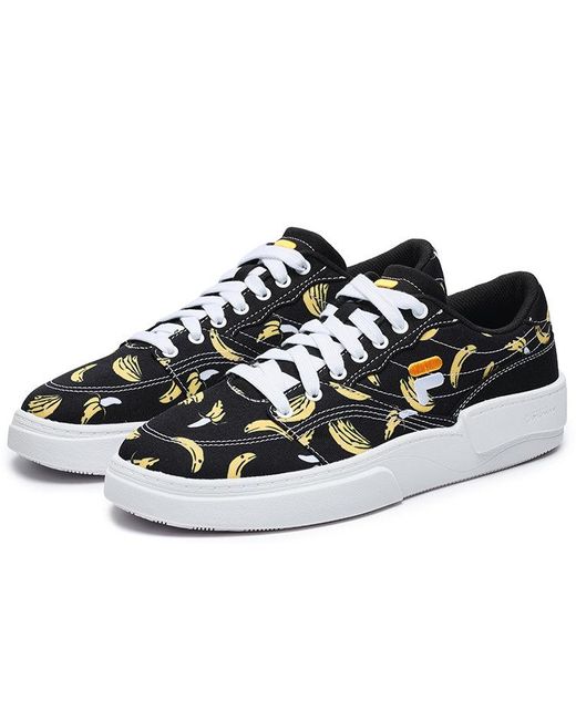 Fila Black Graphic Print Skate Shoes for men