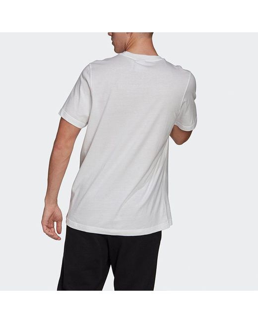 Adidas White Originals Chest Logo Sports Round Neck Short Sleeve for men