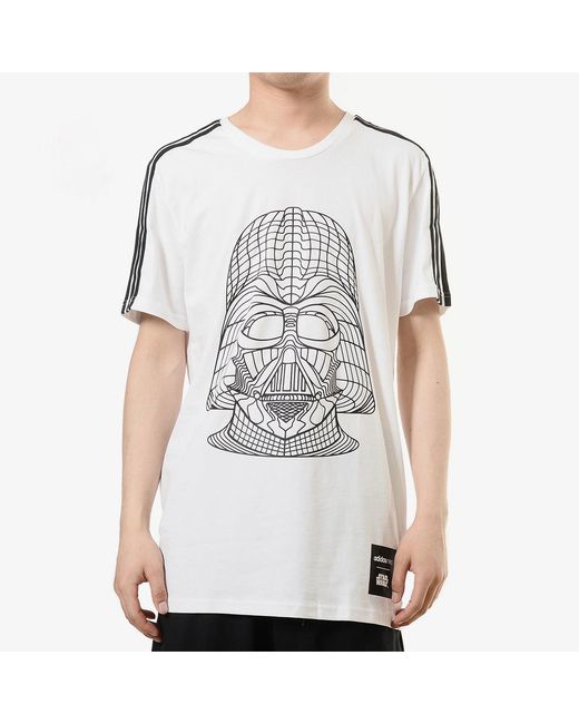 Adidas White Neo M Sw Tee 5 Reflective Printing Round Neck Short Sleeve for men