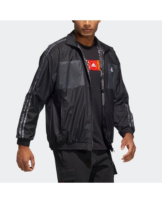Adidas Black Limited Reversible Fleece Lined Colorblock Stand Collar Logo Jacket for men